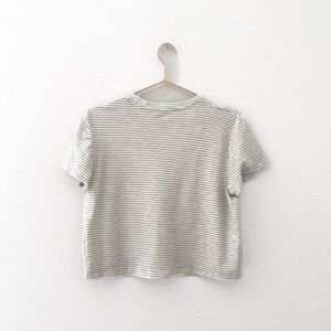 Marine Layer White Stripe Textured Crop Tee Size Large